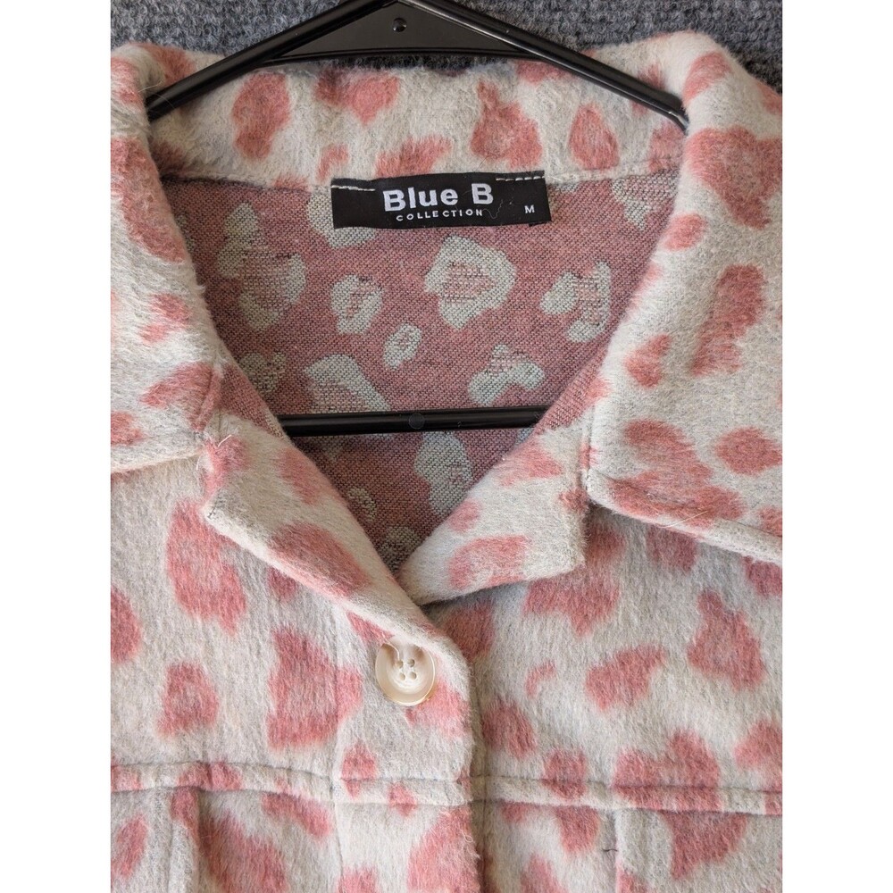 Blue B Leopard Print Fringe M Shacket Western Boho Brushed Flannel Jacket Cowgir - Picture 3 of 13